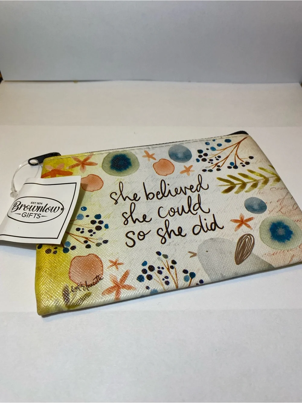 Inspirational Floral Zip Pouch - She Believed She Could